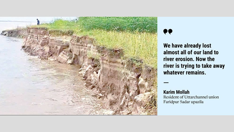 Padma erosion intensifies in Faridpur as monsoon begins; hundreds of homes at risk