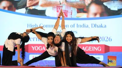 International Yoga day marked in Bashundhara Sports City