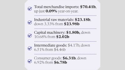 Weak demand hits industrial raw material imports