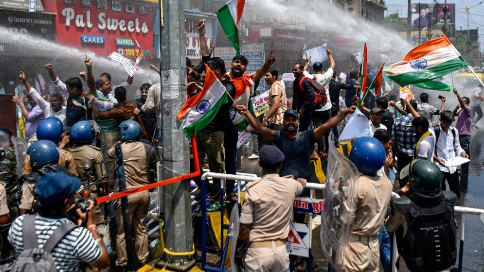 India police clash with protestors over jobs and exam transparency