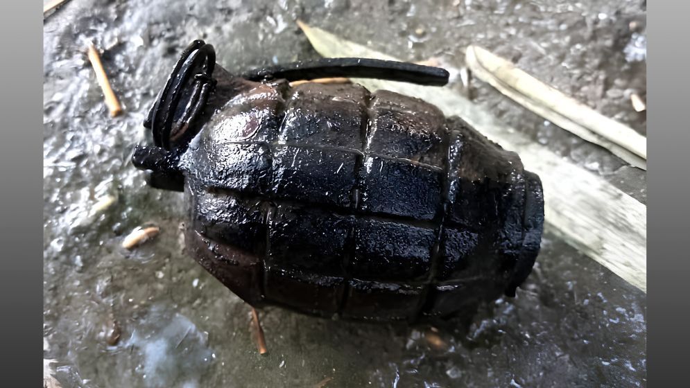 RAB recovers abandoned old fresh metal grenade in Nilphamari