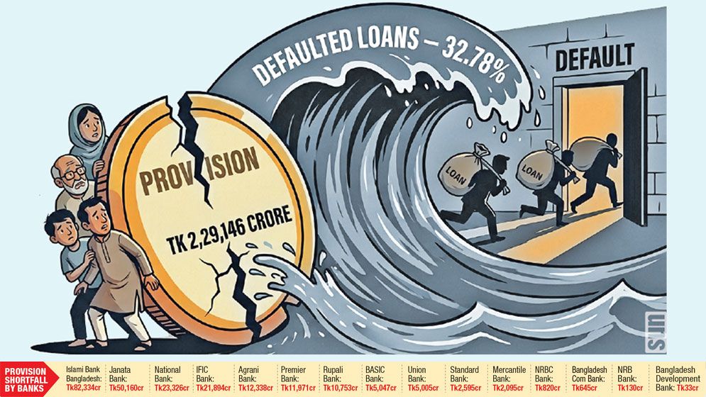 Defaults push 15 banks’ provision gap to record Tk2.29 lakh crore