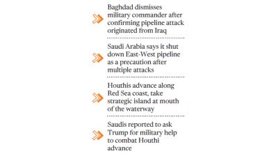 Saudi oil pipeline shut down as Houthis tighten grip