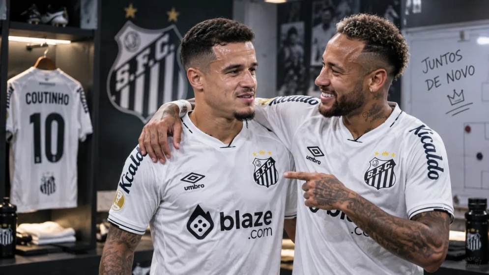 Coutinho reunites with former Brazil teammate Neymar at Santos