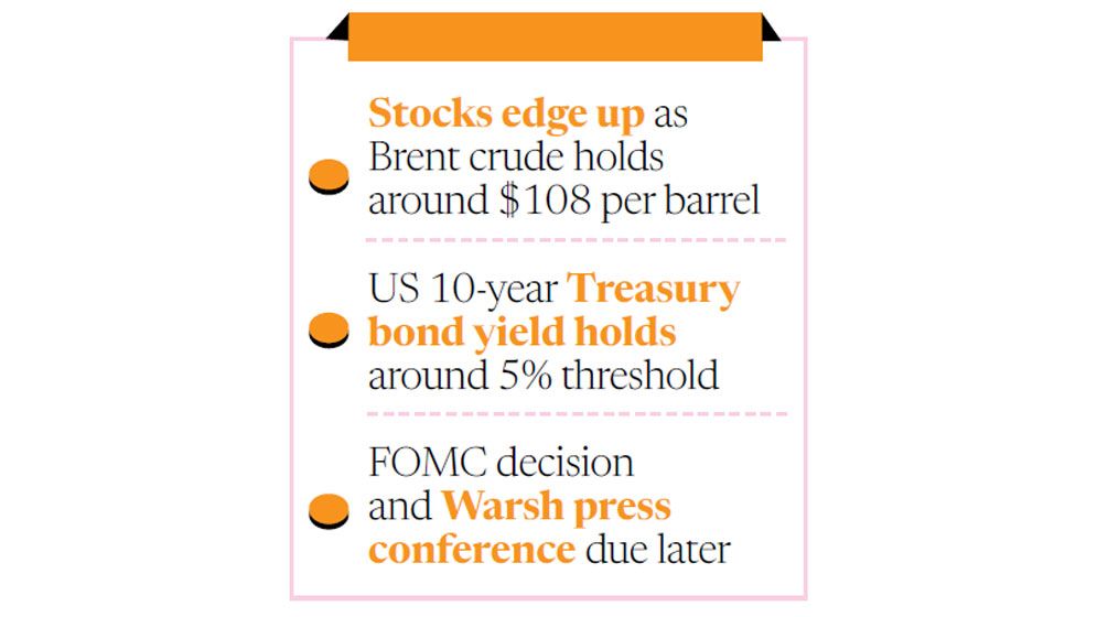 World stocks tick up as oil falls, bonds stabilise