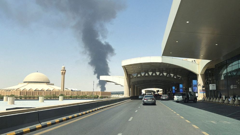Black smoke, flames rising near Riyadh airport