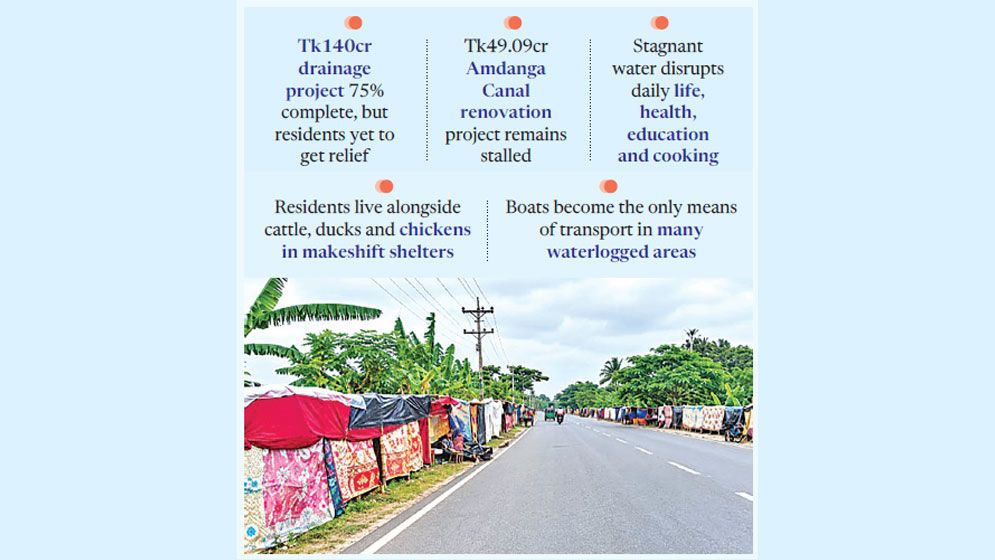 Waterlogging forces families into roadside shelters in Bhabadah