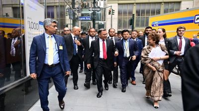 PM Tarique walks from New York hotel to UN for Rohingya talks
