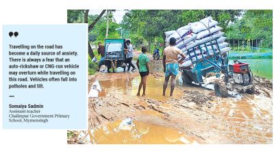 Pothole-riddled Mymensingh road causes suffering for thousands