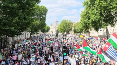 Thousands rally in London in support of Palestinians after three years of ‘genocide’