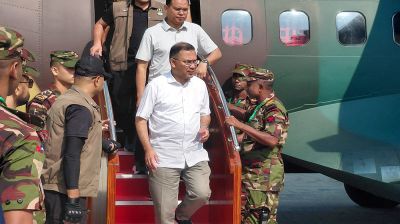 PM reaches Saidpur to visit Durga Puja mandaps in Rangpur