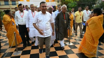 PM visits Durga Puja mandap at Rajshahi’s Dharmasabha Temple