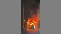 Bus set on fire after crash in Satkania, five injured