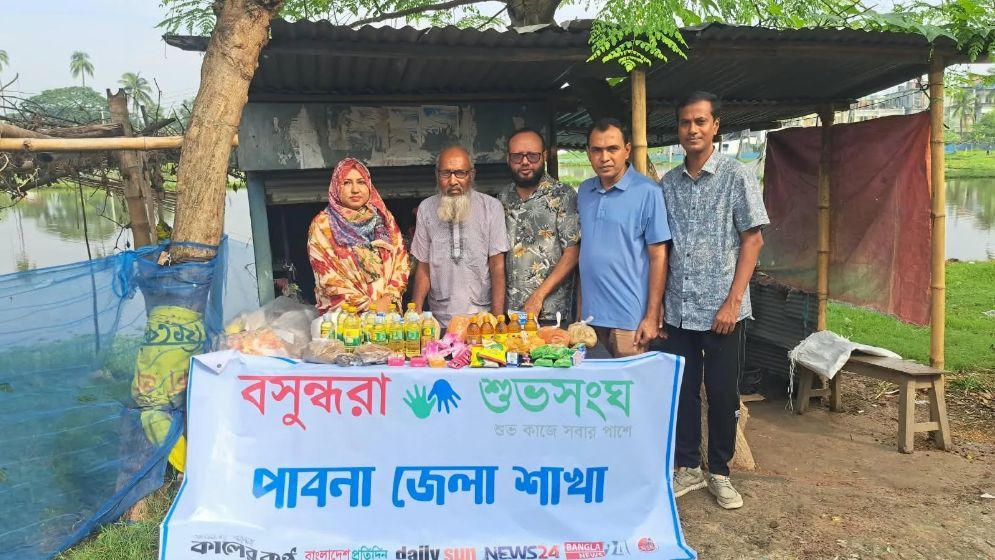 Ailing former driver gets grocery goods in Pabna