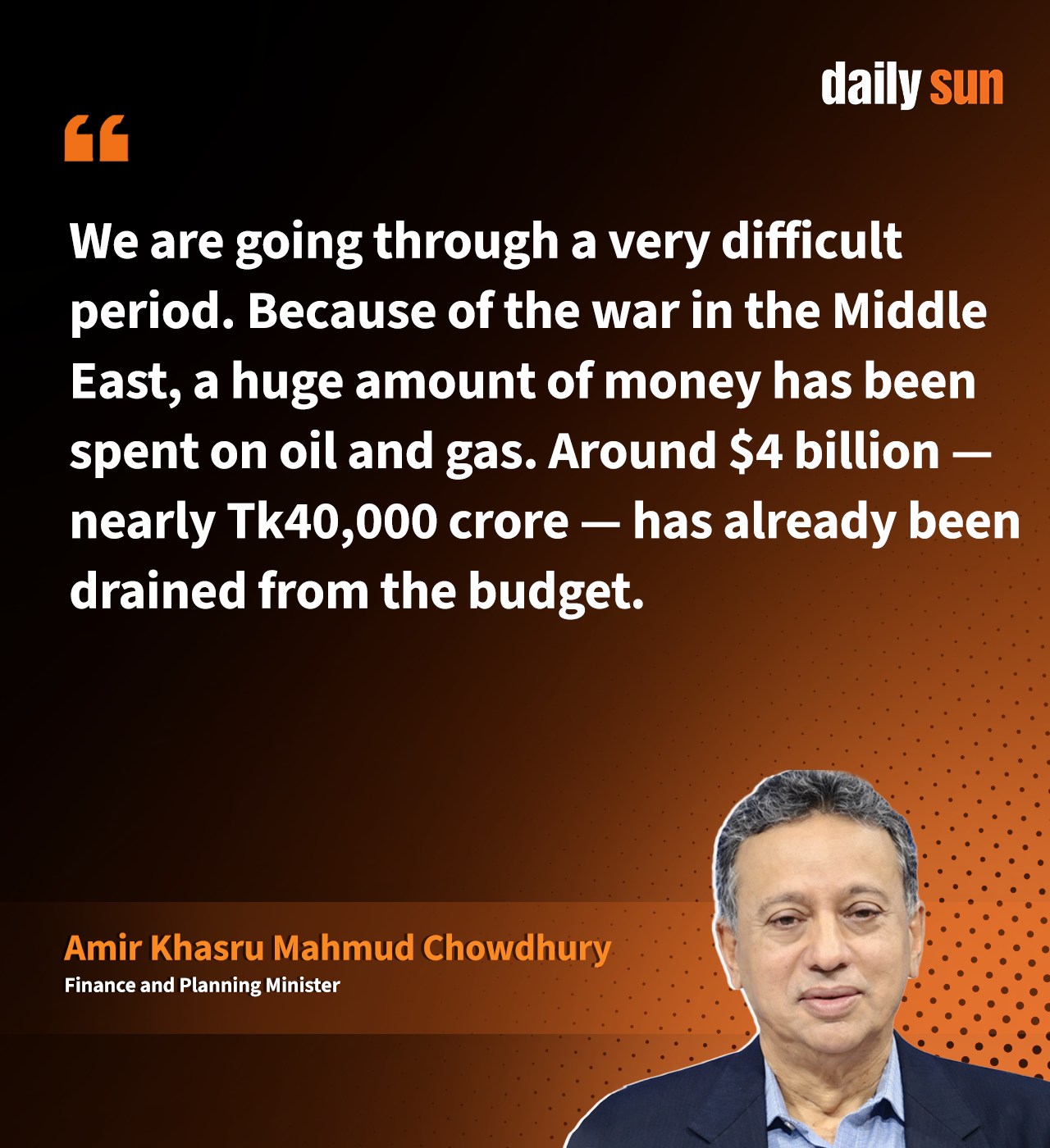 Finance and  Planning Minister Amir Khasru